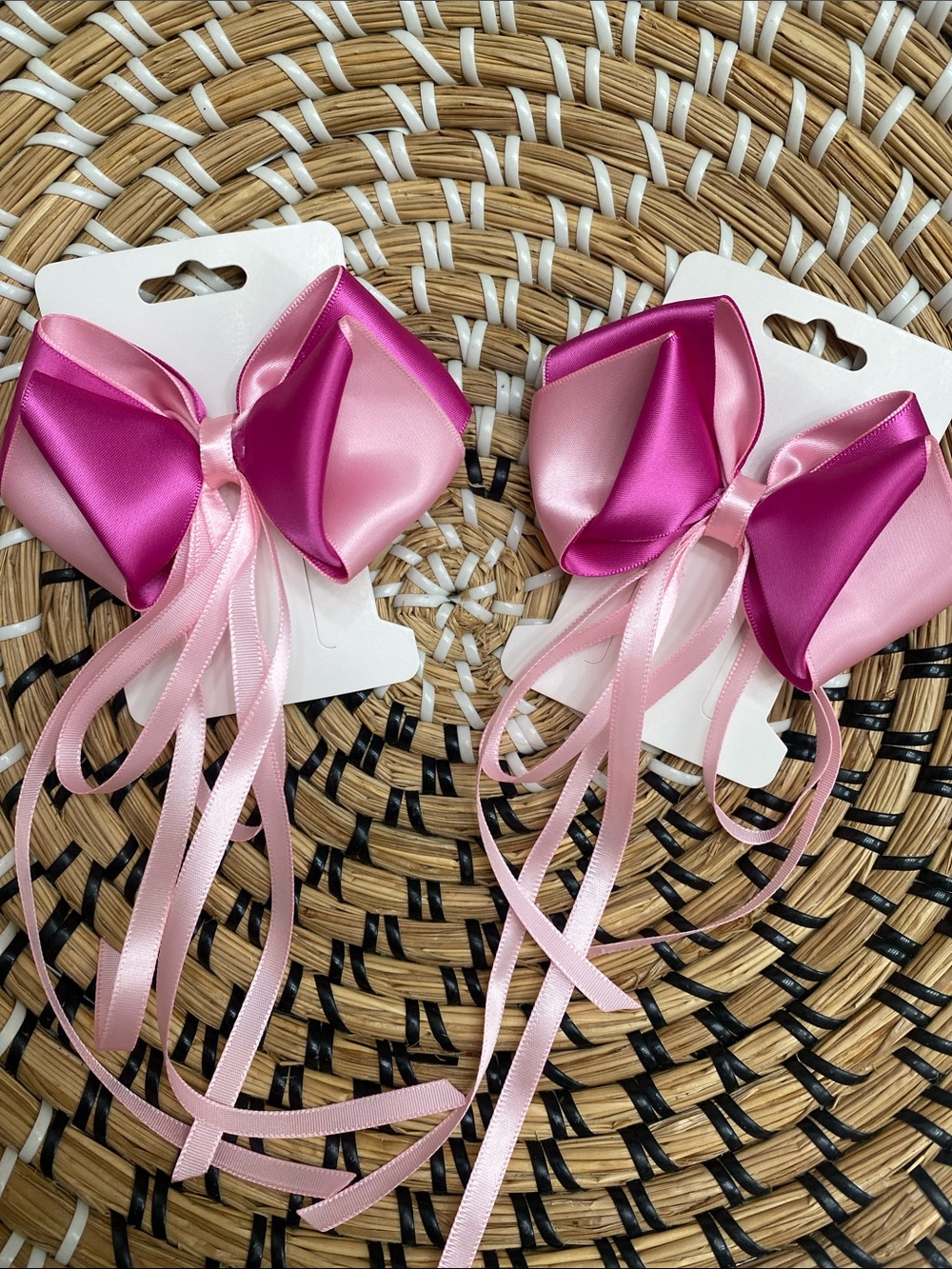 Pink and Fuchsia Satin Ribbon Hair Bows